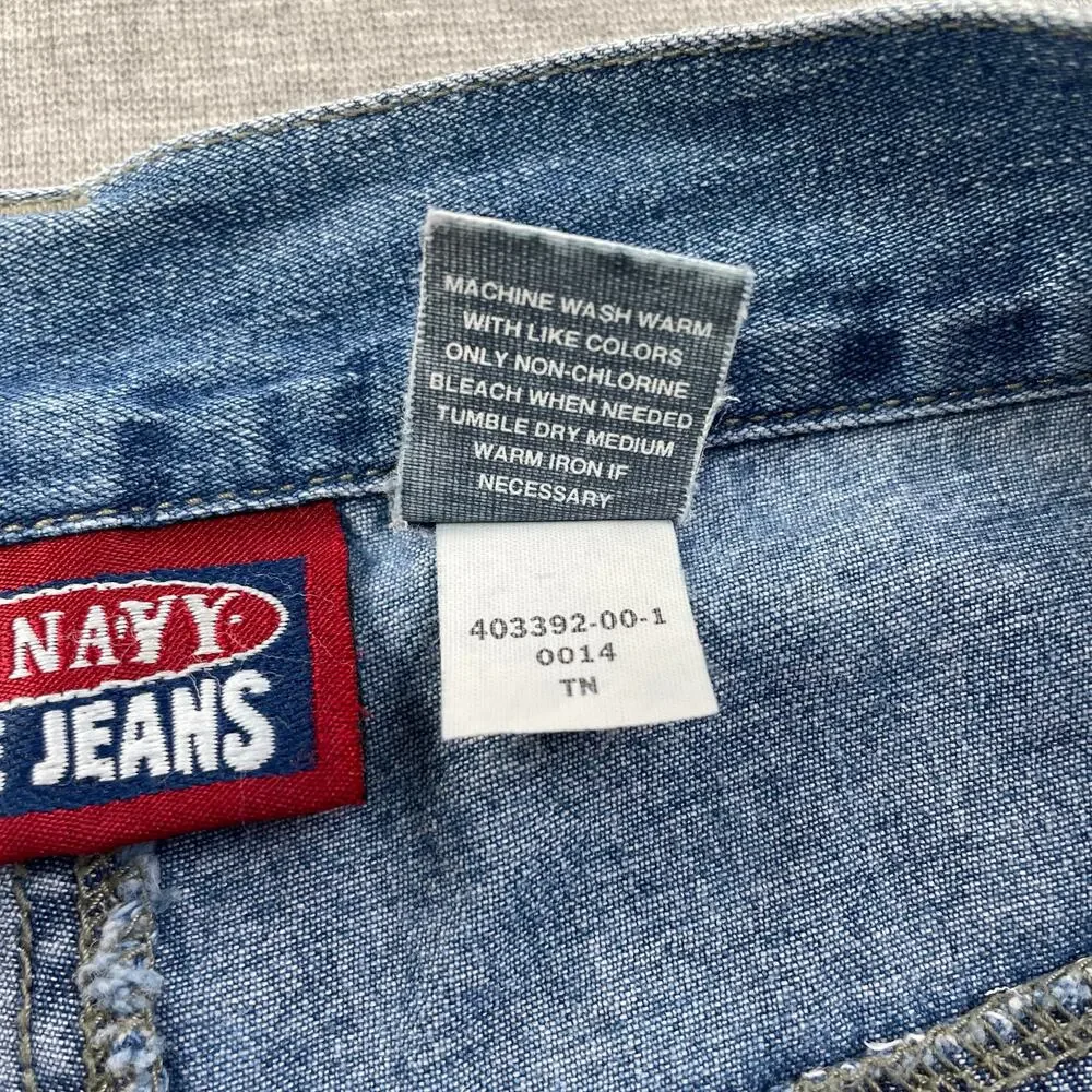 Vintage Old Navy Denim Skirt Womens 14 Blue Jean Pockets Y2K 90s Retro Preppy